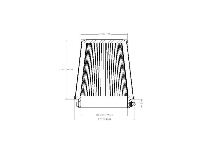 AFE Universal D2 Dura Dry Air Filter - aFe Magnum FORCE Intake Repl. Filter w/ D2 Dura-Dry Media - 5-1/2in F x 7in B x 5-1/2in T x 7in H