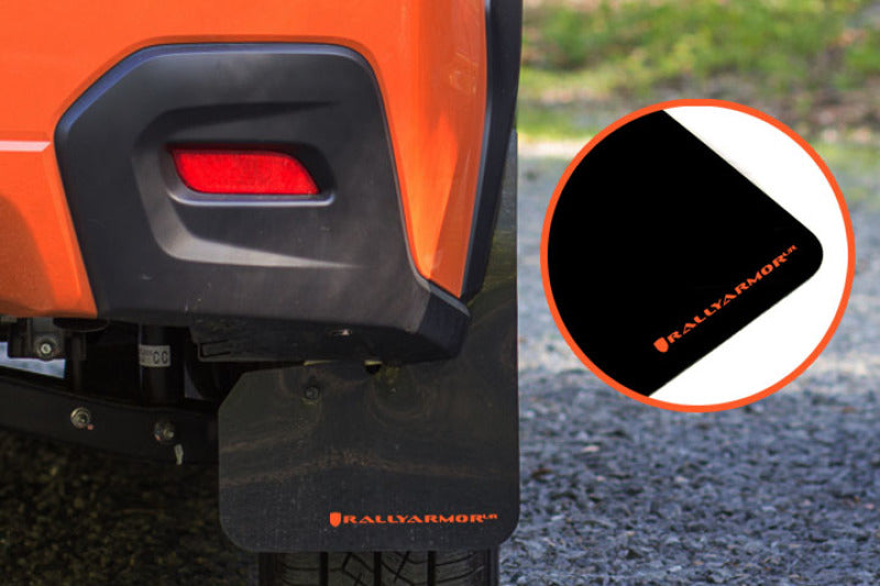 RAL UR Blk Flap/Orange Logo - Rally Armor 13-17 Subaru Crosstrek XV Black Mud Flap w/Orange Logo