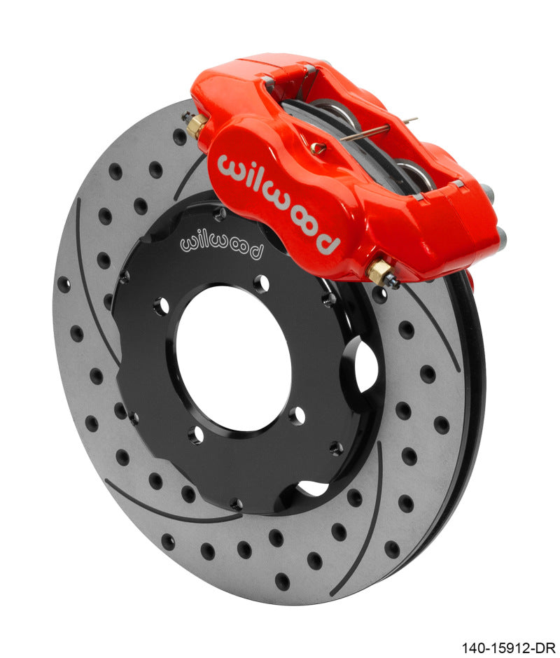 WIL Dynalite Brake Kit - Wilwood Dynalite Front Big Brake Kit 11.00in SRP Drilled & Slotted Rotors - Red