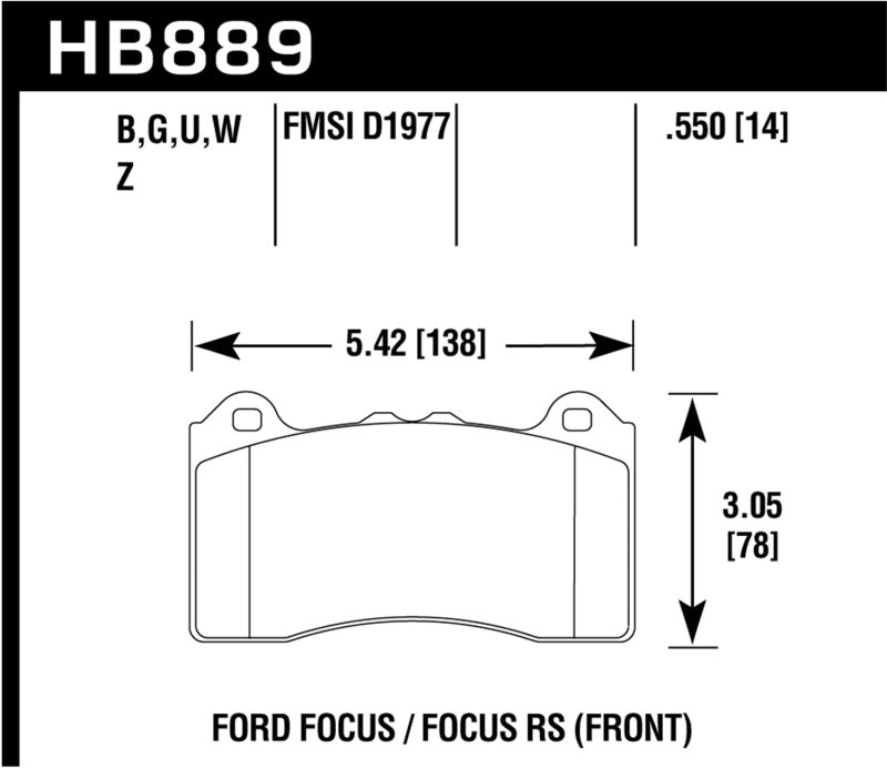 HAWK Ceramic Brake Pad Sets - Hawk 2017 Ford Focus PC Front Brake Pads