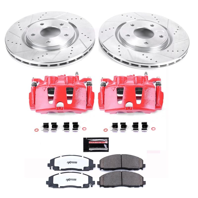 PSB Red Calipers - Power Stop 12-14 Volkswagen Routan Front Z36 Truck & Tow Kit w/Cals