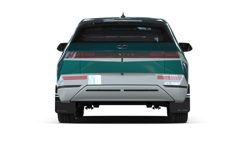 RAL UR Blk Flap/Silver Logo - Rally Armor 22-24 Hyundai Ioniq 5 Black Mud Flap w/Silver Logo