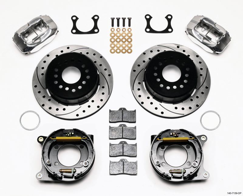 WIL Dynalite Brake Kit - Wilwood Forged Dynalite P/S P-B Kit Drilled Polished Big Ford 2.36in Offset