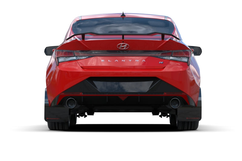 RAL UR Blk Flap/Blue Logo - Rally Armor 22-23 Hyundai Elantra N & N Line Black UR Mud Flap w/Light Blue Logo