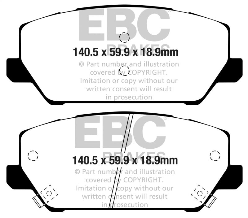 EBC Yellowstuff Brake Pad Sets - EBC 2019+ Hyundai Veloster N (2nd Gen) 2.0L Turbo Yellowstuff Front Brake Pads