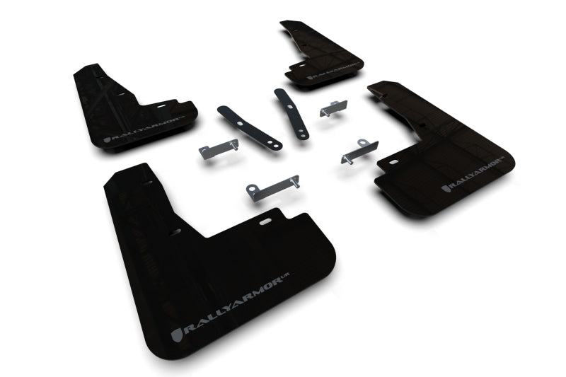 RAL UR Blk Flap/Dark Grey Logo - Rally Armor 22-24 Kia EV6 Black UR Mud Flap Dark Grey Logo