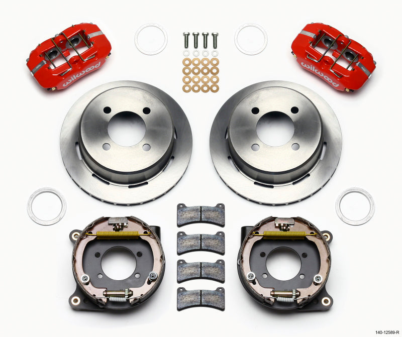 WIL Dynapro Brake Kit - Wilwood Dynapro Low-Profile 11.00in P-Brake Kit - Red Ford 7.5in Rear 2.80 Offset - 4-Lug