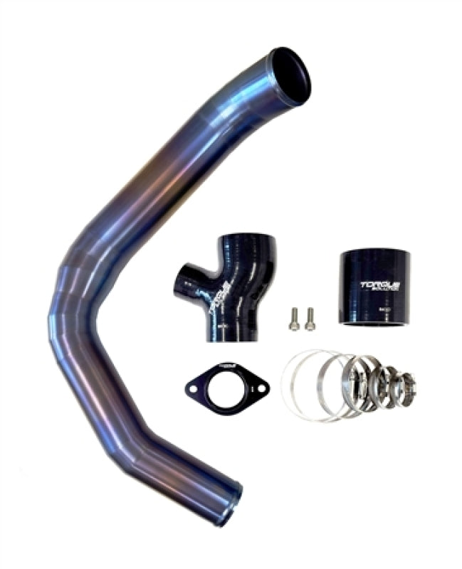 TQS Intake Hoses - Torque Solution 15-21 Subaru WRX Top Mount Charge Pipe - Titanium Burnt Purple / Blue