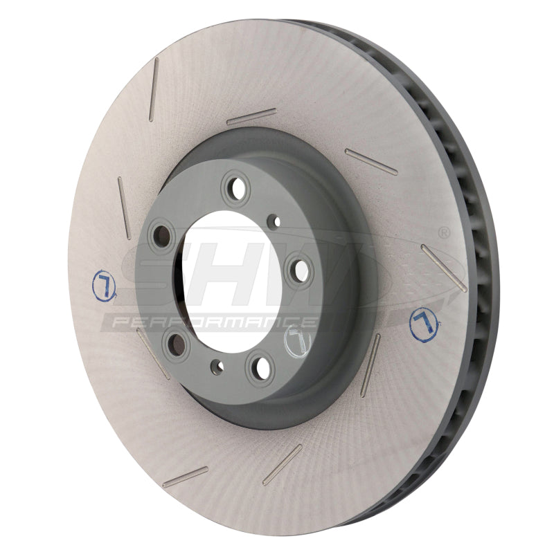 SHW Slotted Monobloc Rotors - SHW 11-16 Porsche Panamera 4 3.6L w/o Ceramics Left Front Slotted Monobloc Brake Rotor (298615301B)