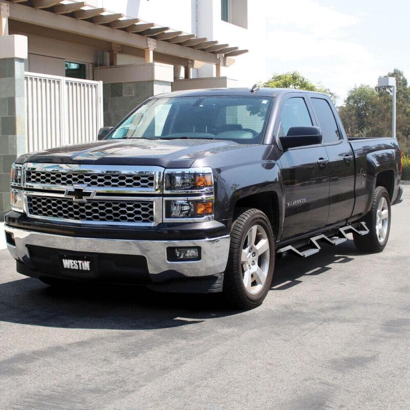 WES Nerf Bars - HDX Drop - Westin 14-18 Chevrolet Silverado 1500 DC 6.5ft Bed HDX Stainless Drop W2W Nerf Step Bars - Tex. Blk