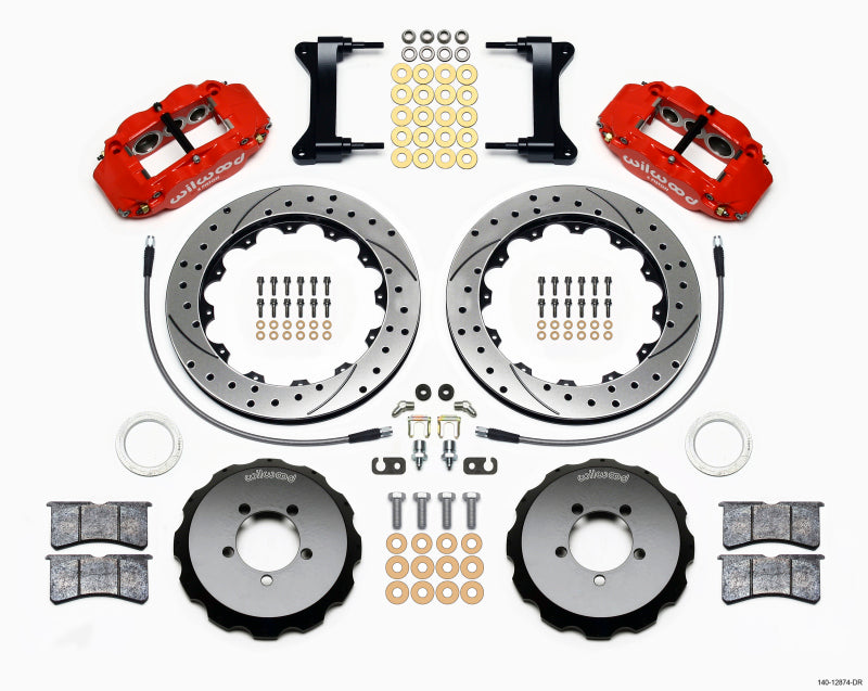 WIL Superlite Brake Kit - Wilwood Narrow Superlite 6R Front Hat Kit 13.06in Drilled Red 1999-2012 Subaru WRX w/Lines