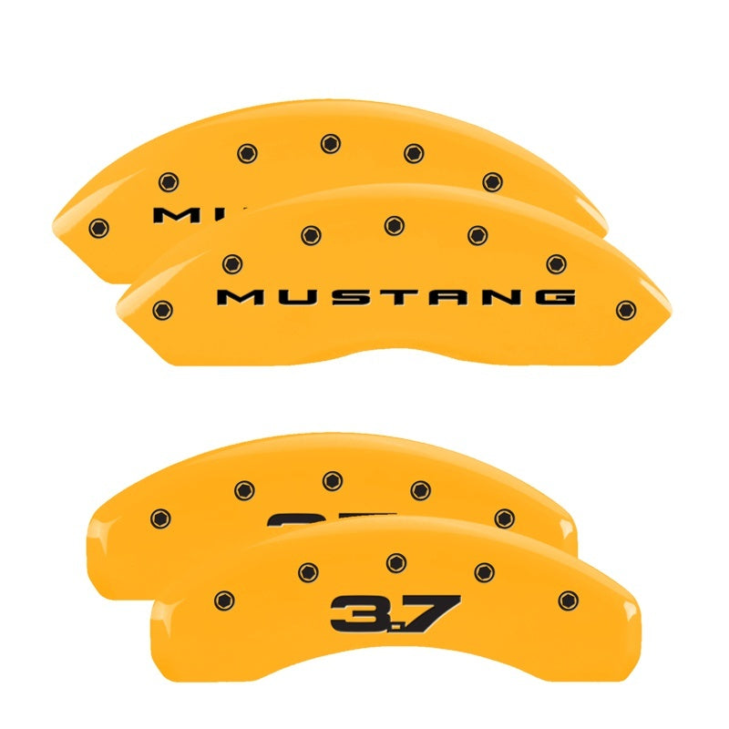 MGP Caliper Covers 4 Logo - MGP 4 Caliper Covers Engraved Front 2015/Mustang Engraved Rear 2015/37 Yellow finish black ch