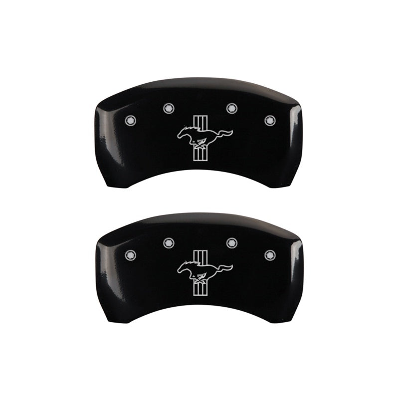 MGP Caliper Covers 2 Logo - MGP Rear set 2 Caliper Covers Engraved Rear S197/Bar & Pony Black finish silver ch
