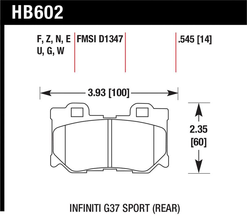 HAWK Ceramic Brake Pad Sets - Hawk Infiniti G37 Sport Performance Ceramic Street Rear Brake Pads