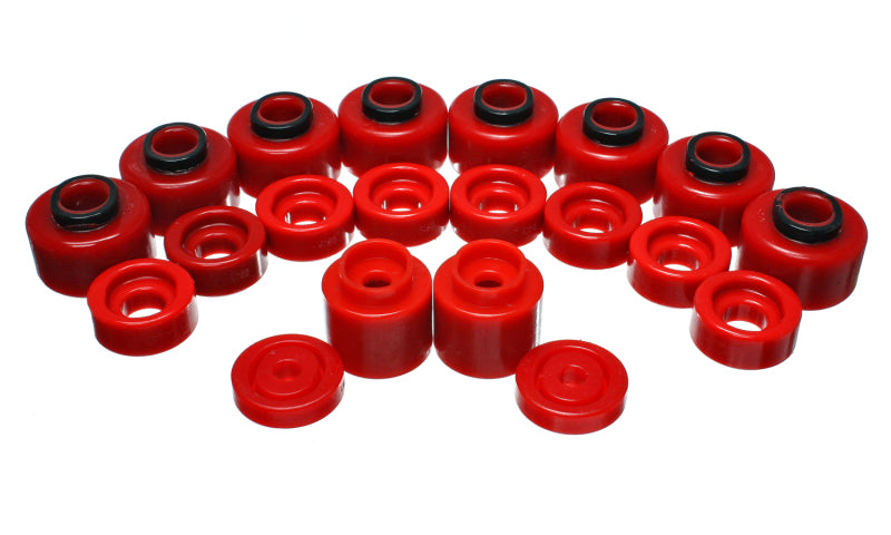 ES Body Mounts - Red - Energy Suspension Body Mount Set - Red
