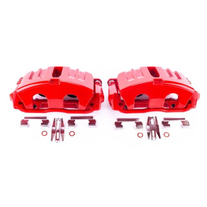 PSB Red Calipers - Power Stop 05-13 Chevrolet Corvette Front Red Calipers w/Brackets - Pair