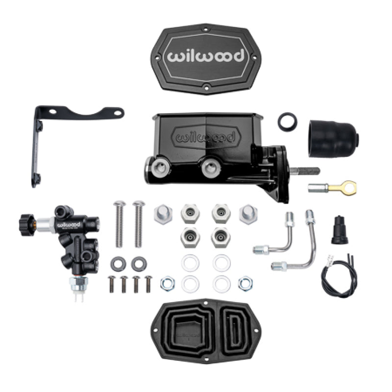 WIL Master Cylinder - Wilwood MOPAR Compact Tandem M/C Kit w/ P-Valve & Pushrod 1in Bore - Black
