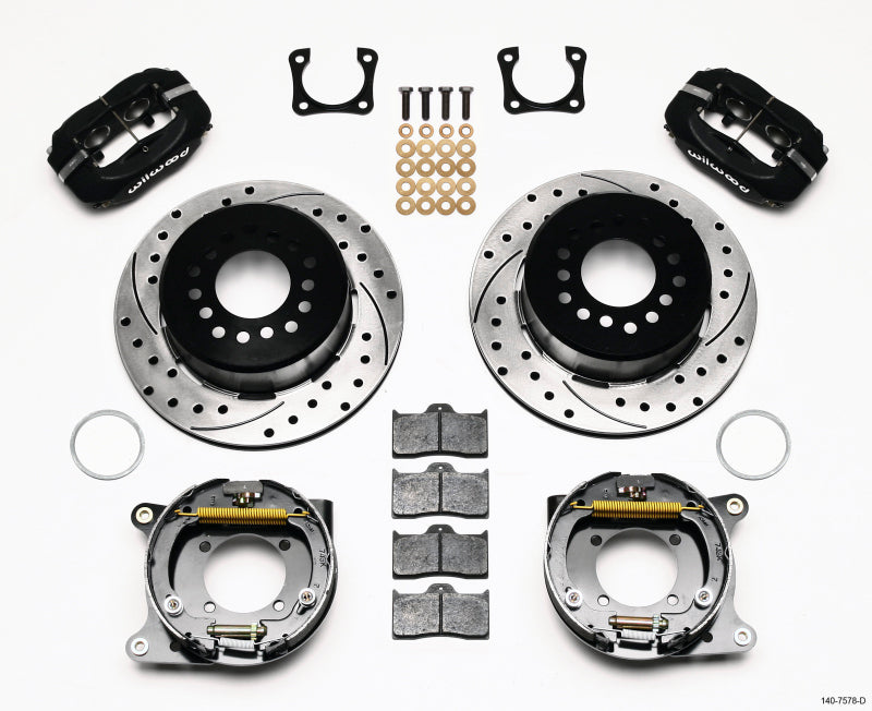 WIL Dynalite Brake Kit - Wilwood Forged Dynalite P/S Park Brake Kit Drilled Chevy 12 Bolt-Spec 3.15in Bearing