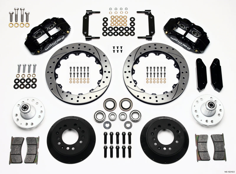 WIL Superlite Brake Kit - Wilwood Narrow Superlite 6R Front Hub Kit 12.88in Drilled 1968-1969 Mustang Disc Spindle