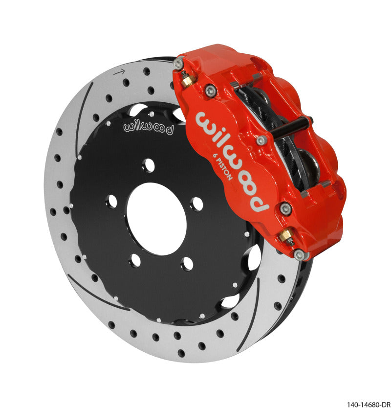 WIL Superlite Brake Kit - Wilwood Narrow Superlite 6R Front Big Brake Kit 12.88in Drilled Red 05-11 Ford Crown Victoria