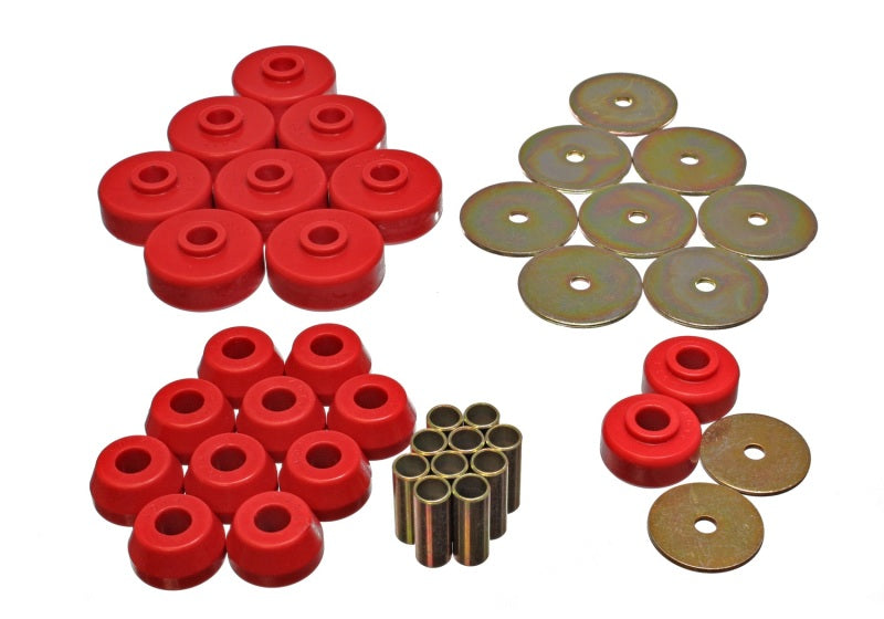 ES Body Mounts - Red - Energy Suspension 84-88 Toyota 4-Runner Red Body Cab Mount Set