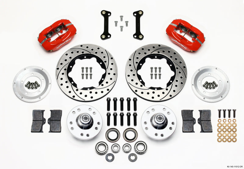 WIL Dynalite Brake Kit - Wilwood Forged Dynalite Front Kit 11.00in Drilled Red 82-92 Camaro//Firebird