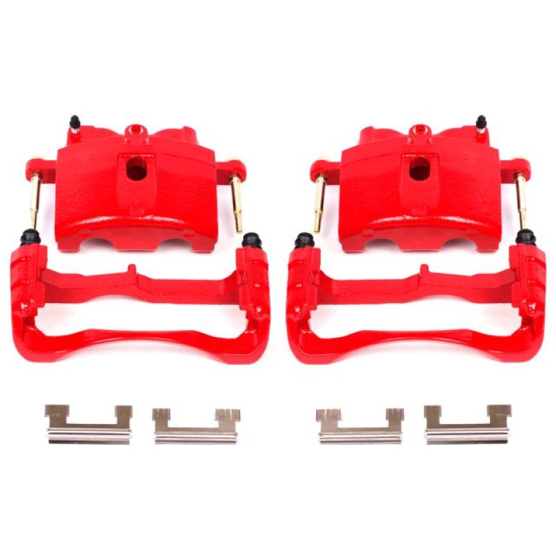 PSB Red Calipers - Power Stop 00-04 Cadillac DeVille Front Red Calipers w/Brackets - Pair