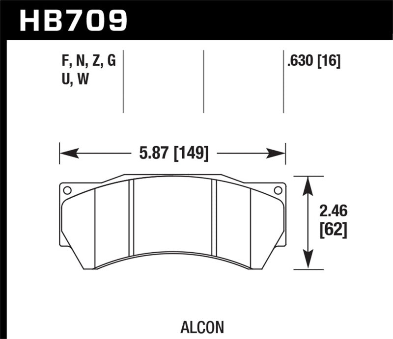 HAWK HPS Brake Pad Sets - Hawk Performance Alcon Mono 6, Model 4497 HPS Street Brake Pads