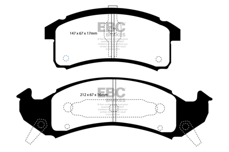 EBC Redstuff Brake Pad Sets - EBC 92-93 Buick Le Sabre (FWD) 3.8 Redstuff Front Brake Pads