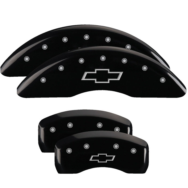 MGP Caliper Covers 4 Logo - MGP 4 Caliper Covers Engraved Front & Rear Bowtie Black Finish Silver Char 2019 Chevrolet Traverse