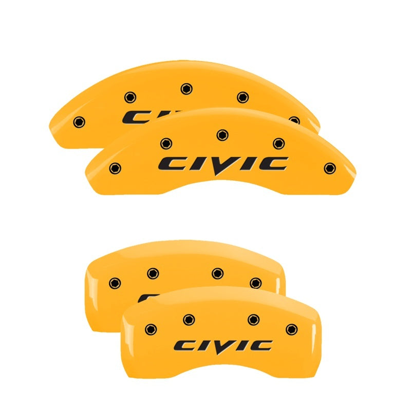 MGP Caliper Covers 4 Logo - MGP 4 Caliper Covers Engraved Front & Rear MGP Yellow Finish Black Char 2017 Honda Civic
