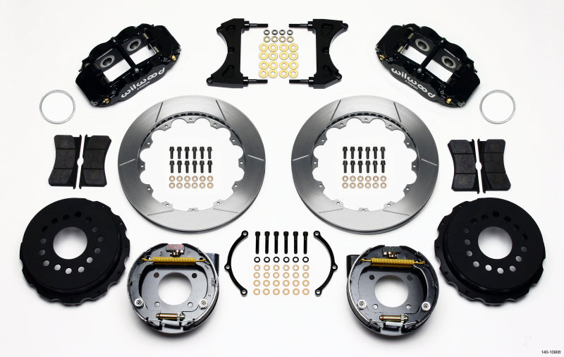 WIL Superlite Brake Kit - Wilwood Narrow Superlite 4R Rear P-Brk Kit 12.88in Chevy 12 Bolt w/ C-Clips Staggered mt