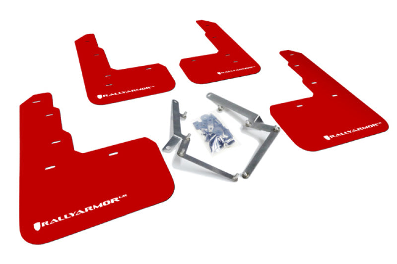 RAL UR Red Flap/Wht Logo - Rally Armor 17-22 Honda Civic Type R Red UR Mud Flap w/White Logo