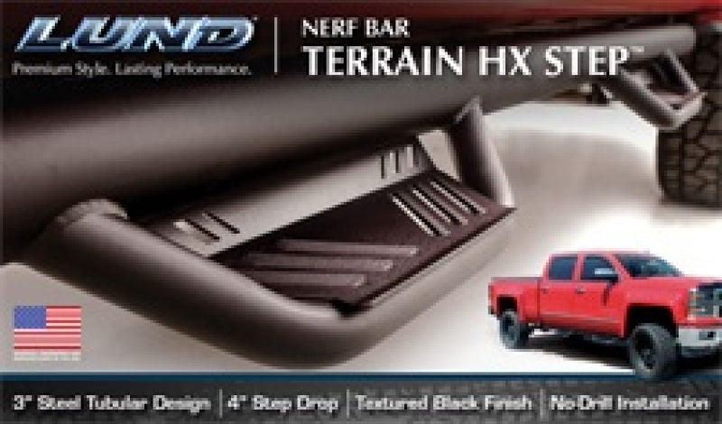 LND Terrain HX Step Bars - Lund 15-17 Chevy Colorado Crew Cab Terrain HX Step Nerf Bars - Black