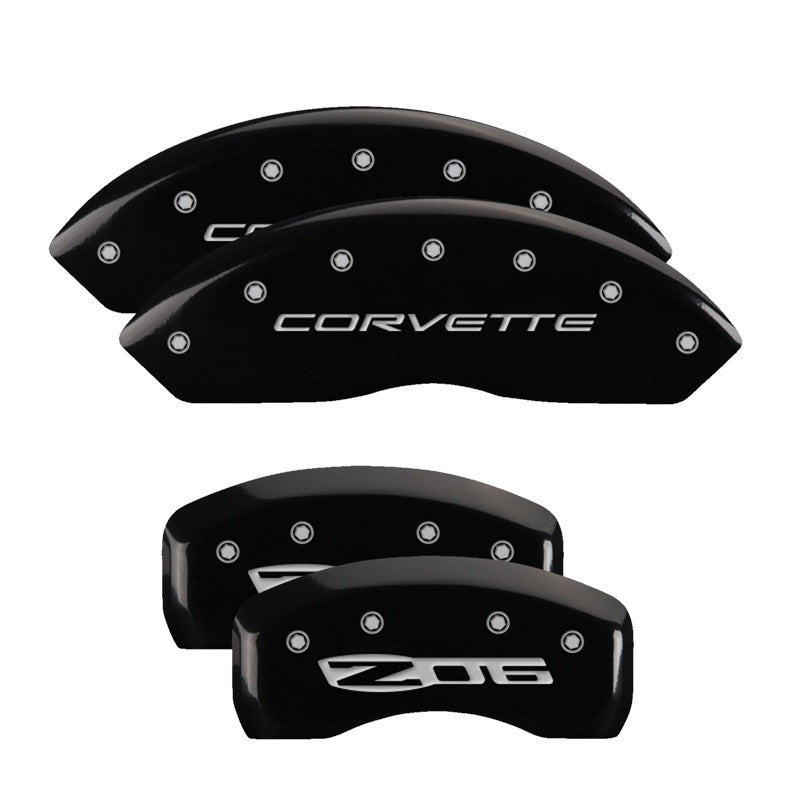 MGP Caliper Covers 4 Logo - MGP 4 Caliper Covers Engraved Front C5/Corvette Engraved Rear C5/Z06 Black finish silver ch