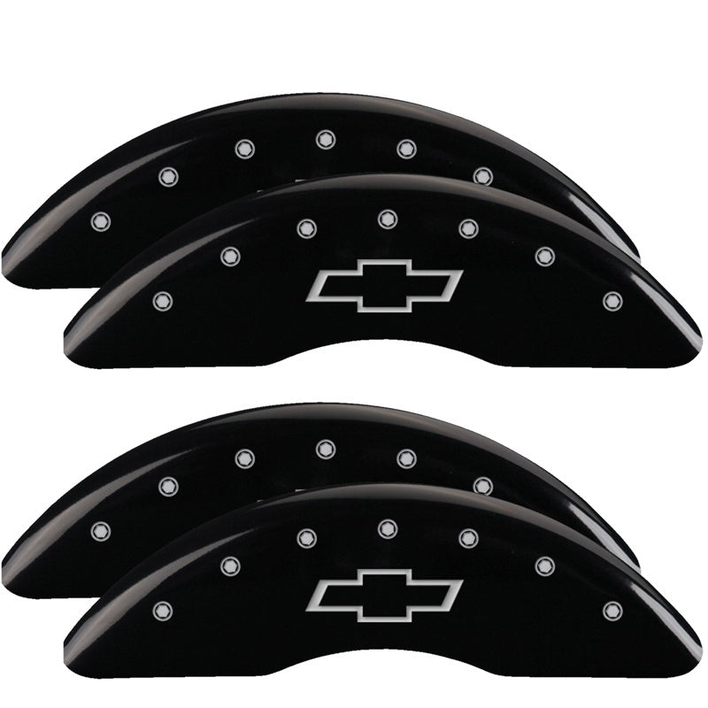 MGP Caliper Covers 4 Logo - MGP 4 Caliper Covers Engraved Front & Rear Bowtie Black finish silver ch 20+ Silverado 2500 HD