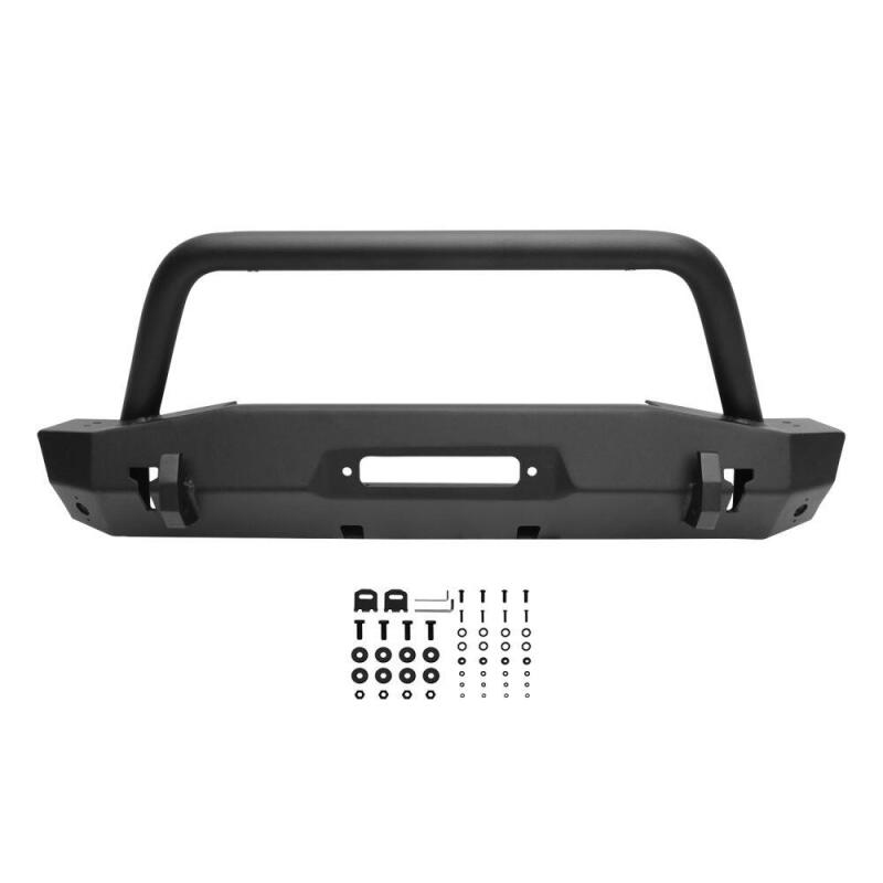 WES WJ2 Bumpers - Westin 18-22 Jeep Wrangler JL / 20-22 Gladiator WJ2 Stubby Front Bumper w/Bull Bar - Tex. Blk
