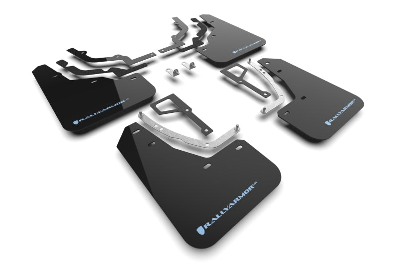 RAL UR Blk Flap/Blue Logo - Rally Armor 2025 Hyundai Ioniq 5 N Black Mud Flap w/Light Blue Logo