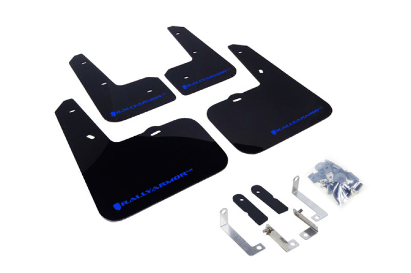 RAL UR Blk Flap/Blue Logo - Rally Armor 12-18 Hyundai Veloster Black UR Mud Flap w/ Blue Logo