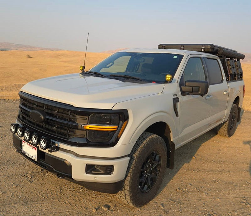 RAL UR Blk Flap/Wht Logo - Rally Armor 21-25 Ford F-150 (Excl. Raptor) Black UR Mud Flap w/White Logo