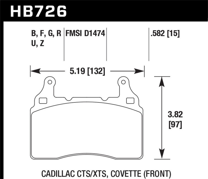 HAWK Ceramic Brake Pad Sets - Hawk 2014 Chevrolet Corvette PC Front Brake Pads