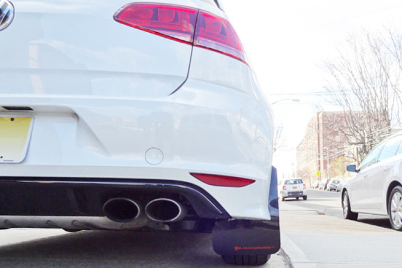 RAL UR Blk Flap/Wht Logo - Rally Armor 15-17.5 MKVII VW Golf R Black UR Mud Flap w/White Logo