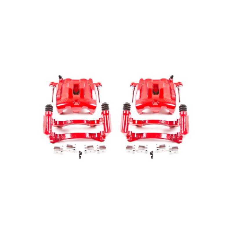 PSB Red Calipers - Power Stop 99-04 Jeep Grand Cherokee Front Red Calipers w/Brackets - Pair