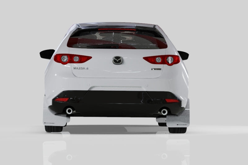 RAL UR Blk Flap/Rd Logo - Rally Armor 19-25 Mazda3 Hatchback Black UR Mud Flap w/Red Logo