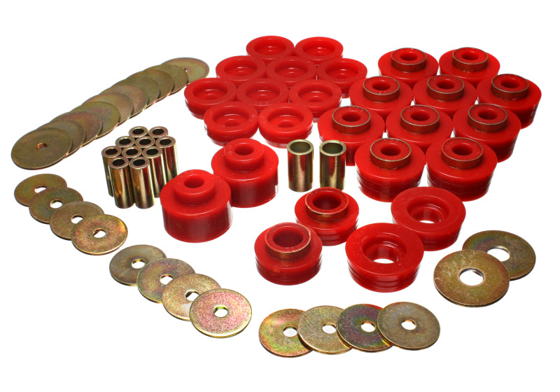 ES Body Mounts - Red - Energy Suspension 82-87 Buick Century/Regal/Skylark / 78-88 Chevelle/Monte Carlo Body Mount Set