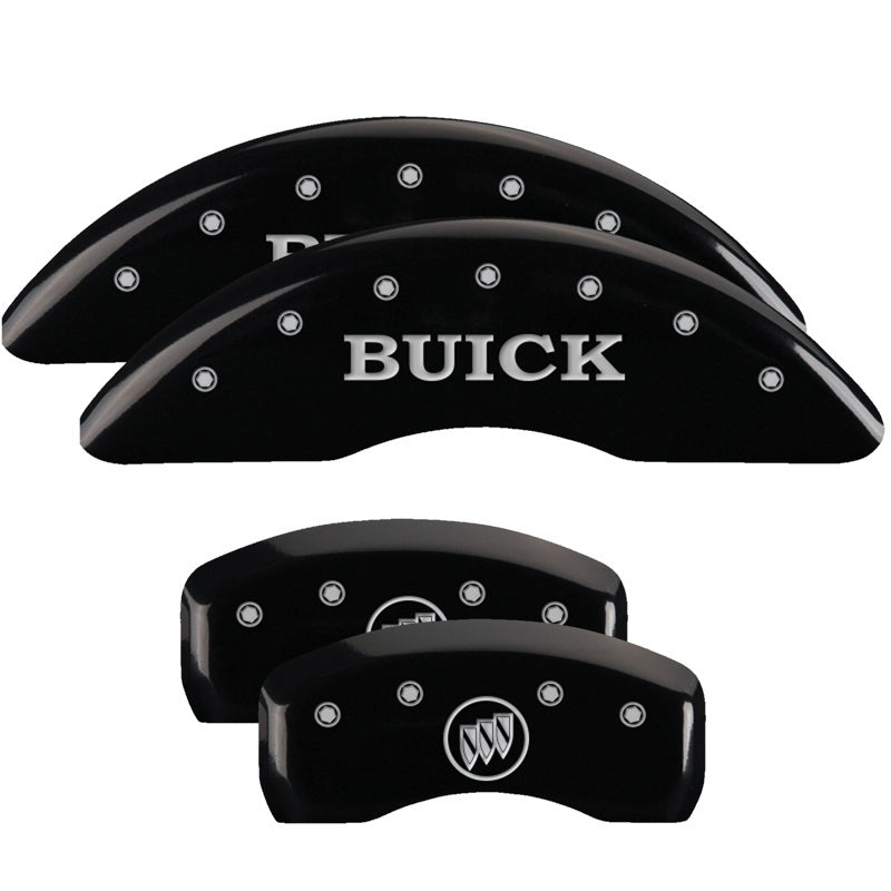 MGP Caliper Covers 4 Logo - MGP 4 Caliper Covers Engraved Front Buick Engraved Rear Buick Shield Black finish silver ch