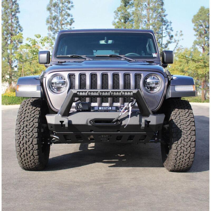 WES Snyper Stubby Bumpers - Westin 18-19 Jeep Wrangler JL WJ2 Stubby Front Bumper - Textured Black