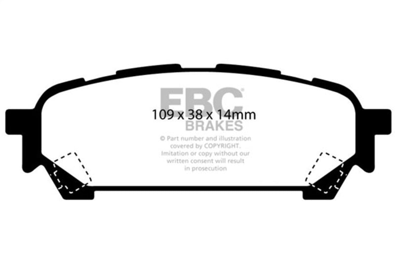 EBC Yellowstuff Brake Pad Sets - EBC 04-06 Saab 9-2X 2.0 Turbo Yellowstuff Rear Brake Pads