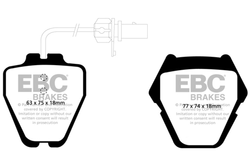EBC Yellowstuff Brake Pad Sets - EBC 99-01 Audi A6 Quattro 2.7 Twin Turbo Sedan (8 Pad Set) Yellowstuff Front Brake Pads