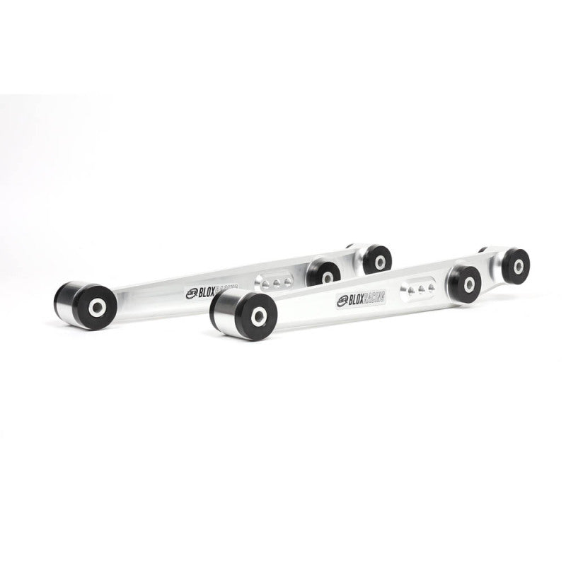 BX Lower Control Arms - BLOX Racing V2 Billet Rear Lower Control Arms Poly Bushings 96-00 Honda Civic - Raw